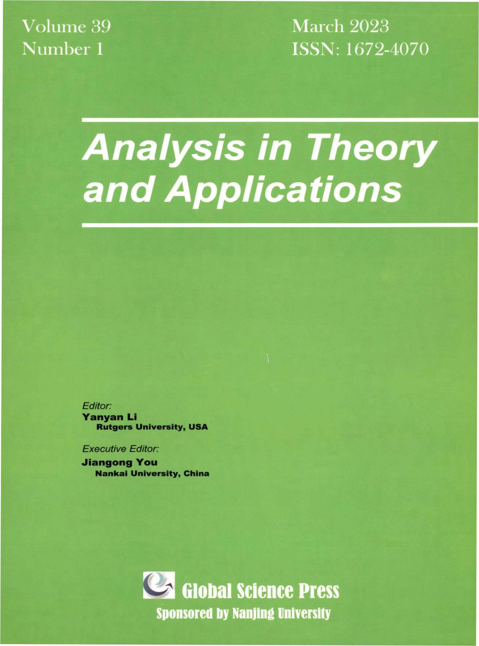 Analysis In Theory And Applications杂志